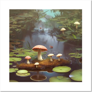 Mushroom Pond Landscape Posters and Art